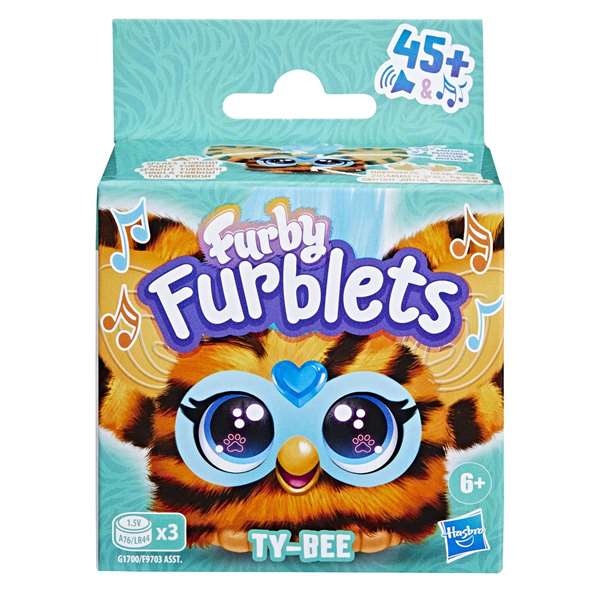Hasbro Furby Furblets Chee-Chee - Figura Juguete Interactivo Electrónico de Colección para Niños con Sonidos en Idioma Furbish, Clip de Llavero, Incluye Pilas