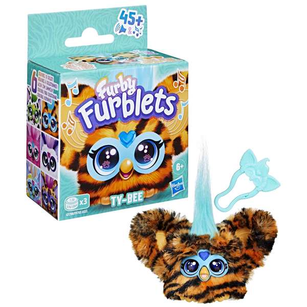 Hasbro Furby Furblets Chee-Chee - Figura Juguete Interactivo Electrónico de Colección para Niños con Sonidos en Idioma Furbish, Clip de Llavero, Incluye Pilas