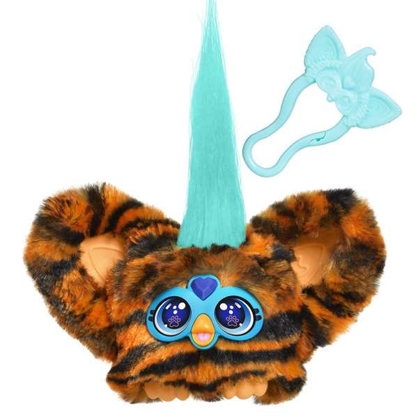 Hasbro Furby Furblets Chee-Chee - Figura Juguete Interactivo Electrónico de Colección para Niños con Sonidos en Idioma Furbish, Clip de Llavero, Incluye Pilas
