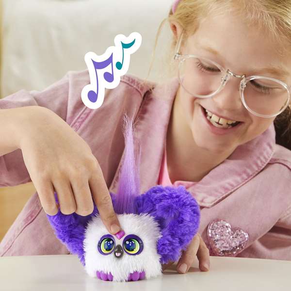 Hasbro Furby Furblets Chee-Chee - Figura Juguete Interactivo Electrónico de Colección para Niños con Sonidos en Idioma Furbish, Clip de Llavero, Incluye Pilas