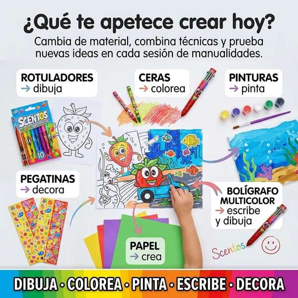 Scentos Mega Set Actividades con rotuladores, ceras y pinturas perfumadas
