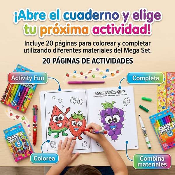 Scentos Mega Set Actividades con rotuladores, ceras y pinturas perfumadas