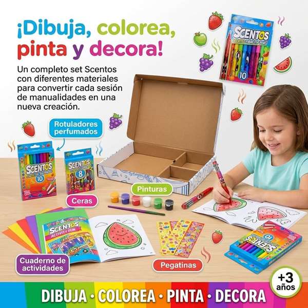 Scentos Mega Set Actividades con rotuladores, ceras y pinturas perfumadas