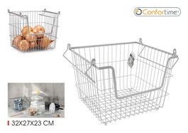 Confortime Cesta Organizador Con Dos Asas Grey 37,9 cm x 27,6 cm x 24,8 cm (6 Unidades)