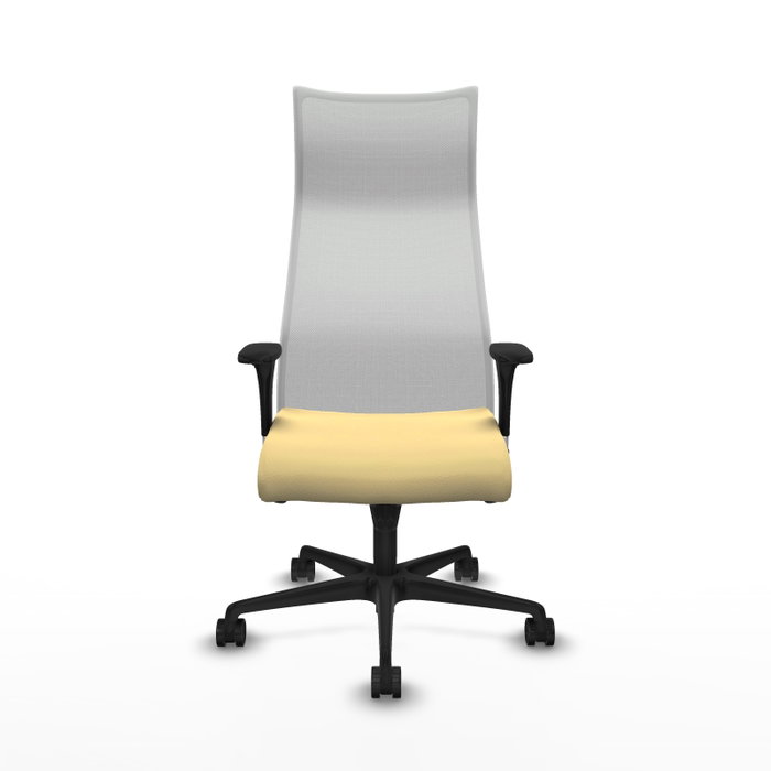 Sillón Albacete con mecanismo Sincro tapizada con Similpiel color Crema y malla color Blanco. Equipado con Base nailon negra, Brazos 1D y Ruedas 65mm nailon Sillón Albacete con mecanismo Sincro tapizada con Similpiel color Crema y malla color Blanco. Equipado con Base nailon negra, Brazos 1D y Ruedas 65mm nailon