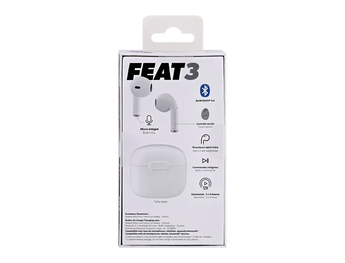 TNB FEAT 3 Auriculares Intrauriculares TWS con Caja de Carga - Blanco