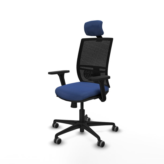PIQUERAS Y CRESPO Silla de oficina Yunquera con Mecanismo Sincro/Traslack, Tela Azul Marino y Malla Negra