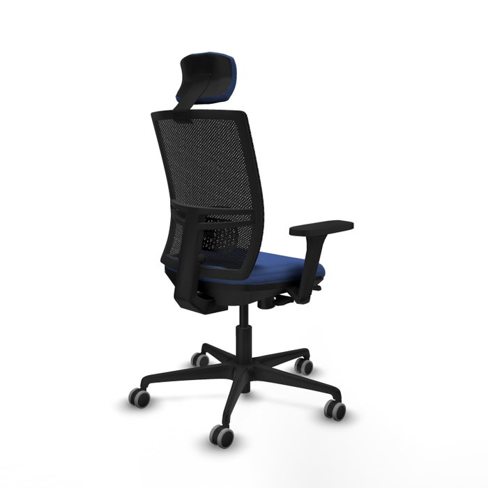 PIQUERAS Y CRESPO Silla de oficina Yunquera con Mecanismo Sincro/Traslack, Tela Azul Marino y Malla Negra
