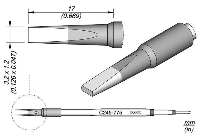 JBC TOOLS Punta de soldadura tipo destornillador 3,2x1,2mm