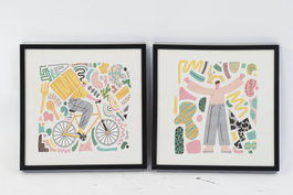DKD Home Decor Cuadro Moderno Enmarcado Multicolor Surtido de 2 unidades