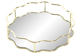 DKD Home Decor Bandeja de Metal y Espejo Dorado 25x25x5 cm