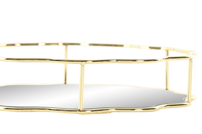 DKD Home Decor Bandeja de Metal y Espejo Dorado 25x25x5 cm