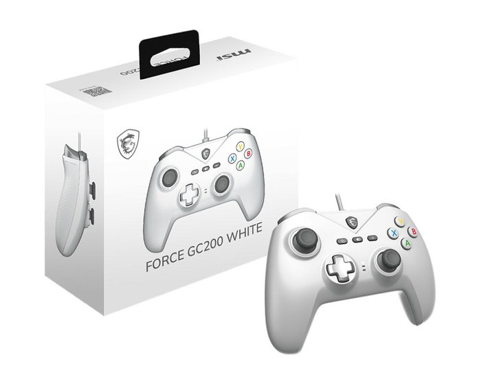 MSI Mando FORCE GC200 S10-04G0120-EC4 para PC y Android por Cable, Color Blanco
