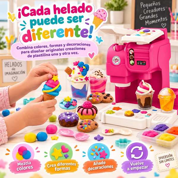 Jugatoys - pequeñ@sartistas Juego de plastilina Heladeria con accesorios
