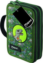 Plumier Cremallera Maped 2 Pisos Dino 38 Piezas