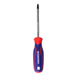 Workpro Destornillador Pozidriv PZ2 x 100 mm Mango Ergonómico Cuerpo Cromo-Vanadio Punta Magnética Negra