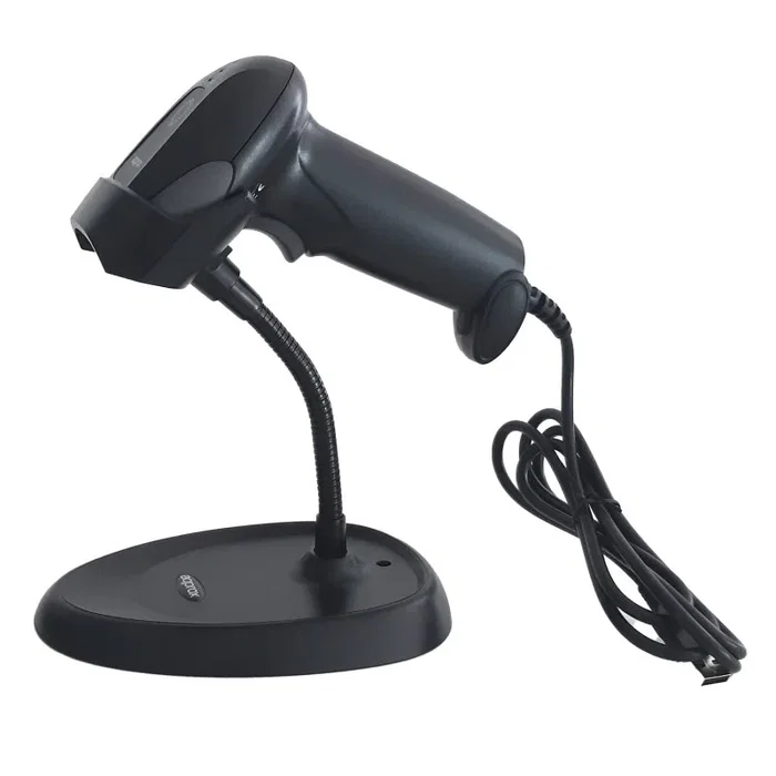 Approx APPLS11AS - Lector de Códigos de Barras 1D Portátil con Escáner Láser, Color Negro, Conexión USB, Incluye Soporte