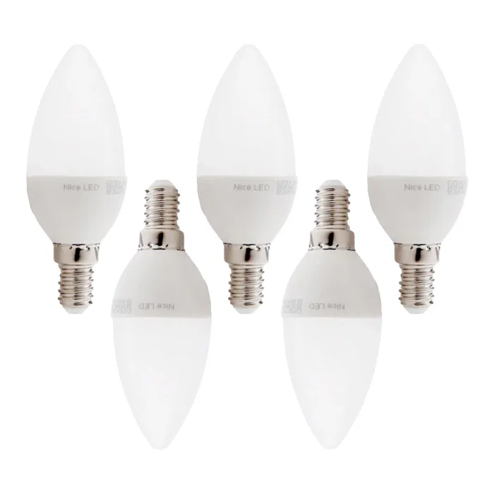 Pack 5 Bombillas LED E14 C37 5W 500Lm 2700K Blanco Cálido Pack 5 Bombillas LED E14 C37 5W 500Lm 2700K Blanco Cálido