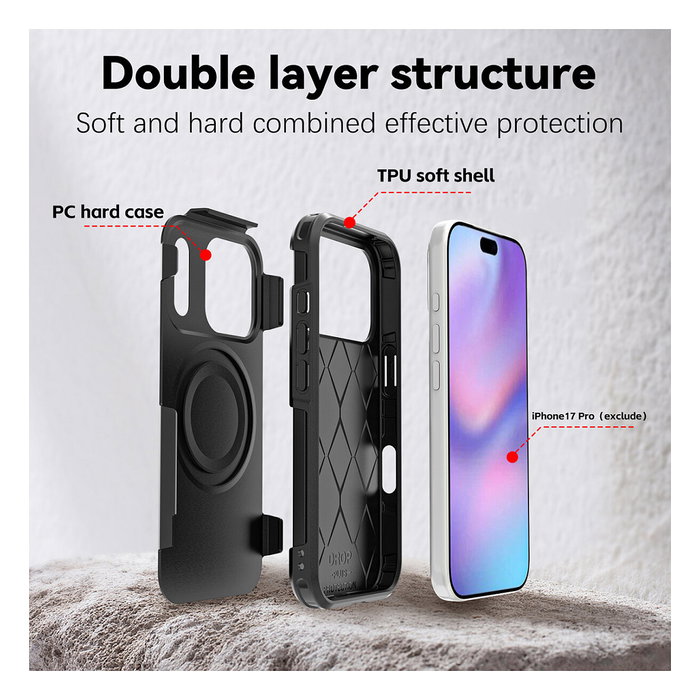4smarts Defend Case Bumper Protectora para Apple iPhone 17 Pro - Negro, Resistente a Golpes, Protección 1.2 m, PC/TPU