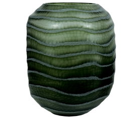 DKD Home Decor Jarrón de Cristal Verde Oscuro Glaseado 27x27x33 cm
