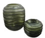 DKD Home Decor Jarrón de Cristal Verde Oscuro Glaseado 27x27x33 cm