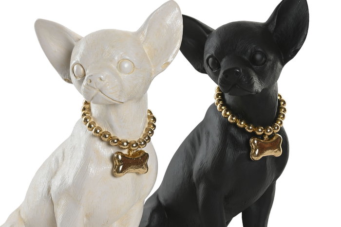 DKD Home Decor Figura de Perro en Resina con Acabado Dorado