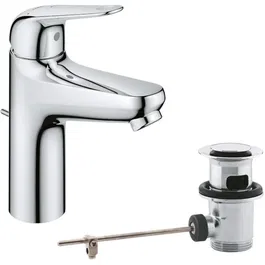 Grohe 24328001 Mezclador Monomando de Lavabo Cromo Talla M con Apertura Agua Fría y Ahorro de Agua