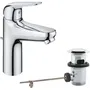 Grohe 24328001 Mezclador Monomando de Lavabo Cromo Talla M con Apertura Agua Fría y Ahorro de Agua