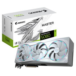 Gigabyte AORUS GeForce RTX 5080 MASTER ICE 16GB GDDR7 Tarjeta Gráfica Blanco con 3 Ventiladores - GV-N5080AORUSM ICE-16GD, PCIe 5.0, Overclock