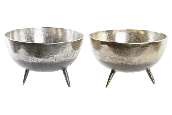 DKD Home Decor Set de 2 Centros de Mesa Dole de Aluminio (Dorado/Plateado) de 31x31x19,5 cm DKD Home Decor Set de 2 Centros de Mesa Dole de Aluminio (Dorado/Plateado) de 31x31x19,5 cm