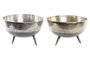 DKD Home Decor Set de 2 Centros de Mesa Dole de Aluminio (Dorado/Plateado) de 31x31x19,5 cm