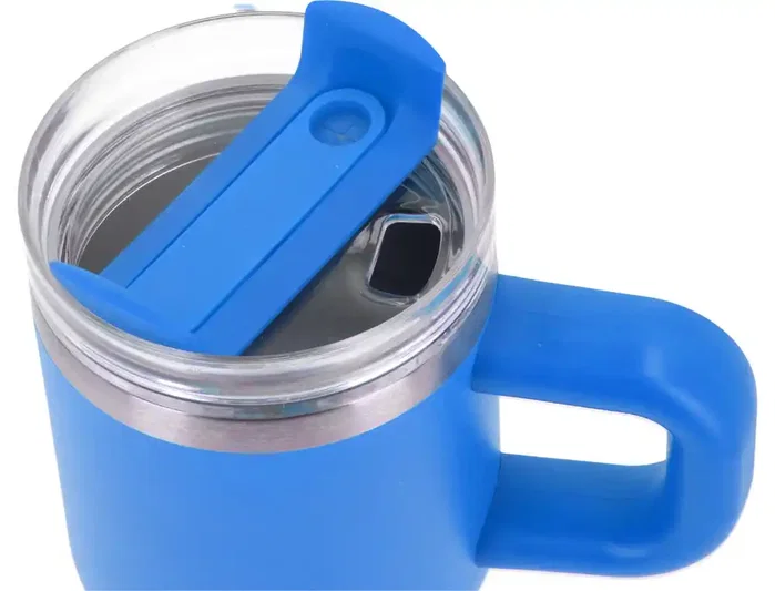 Antartik Taza térmica Pulse con asa y pajita, Azul marino, 570 ml