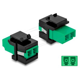 DeLOCK 87074 Módulo Keystone LC Duplex hembra a LC Duplex hembra, Verde/Negro