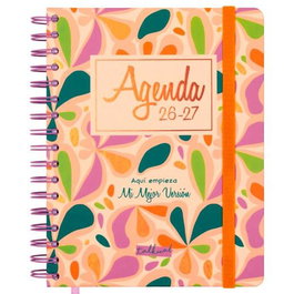 Finocam Agenda Talkual Para Estudiantes - Agenda Espiral 4º con Goma Elástica, Tapa Dura, Pestañas Mensuales, Set de Pósits y Pegatinas - Versión Curso 2026-2027, 155x217 mm