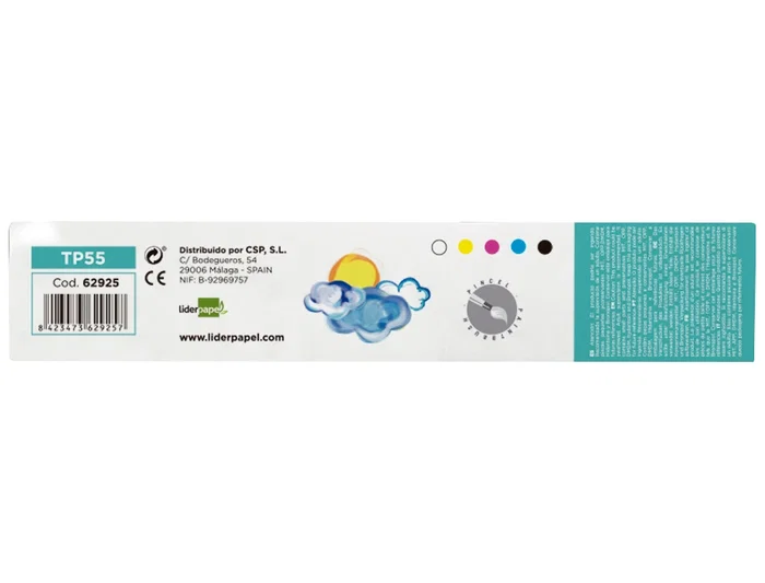 Liderpapel Tempera Escolar Caja 5 Colores 40 ml + Pincel Ideal para Papel, Cartulina, Madera, Tela, Modelar y Arcilla