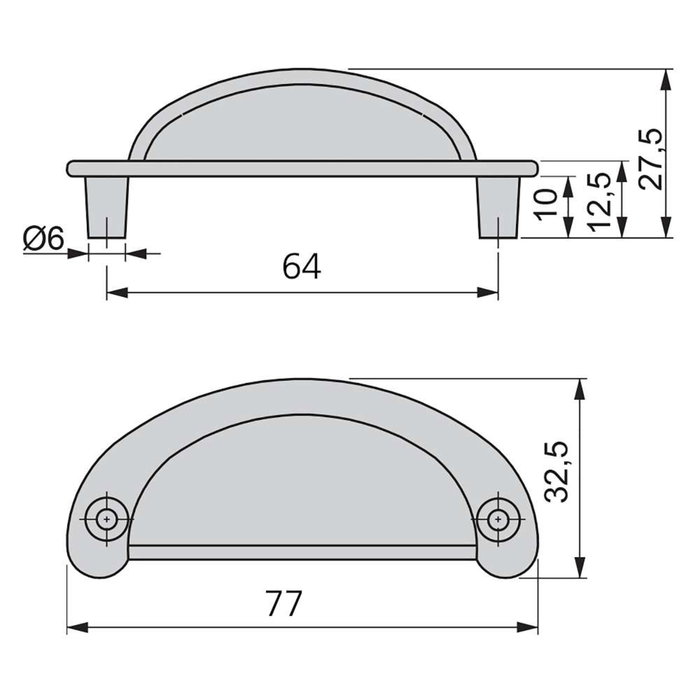 Emuca Lote de 20 tiradores para mueble Alberic, L77mm, intereje 64mm, Zamak, Negro