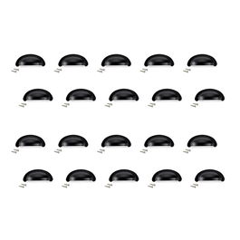 Emuca Lote de 20 tiradores para mueble Alberic, L77mm, intereje 64mm, Zamak, Negro