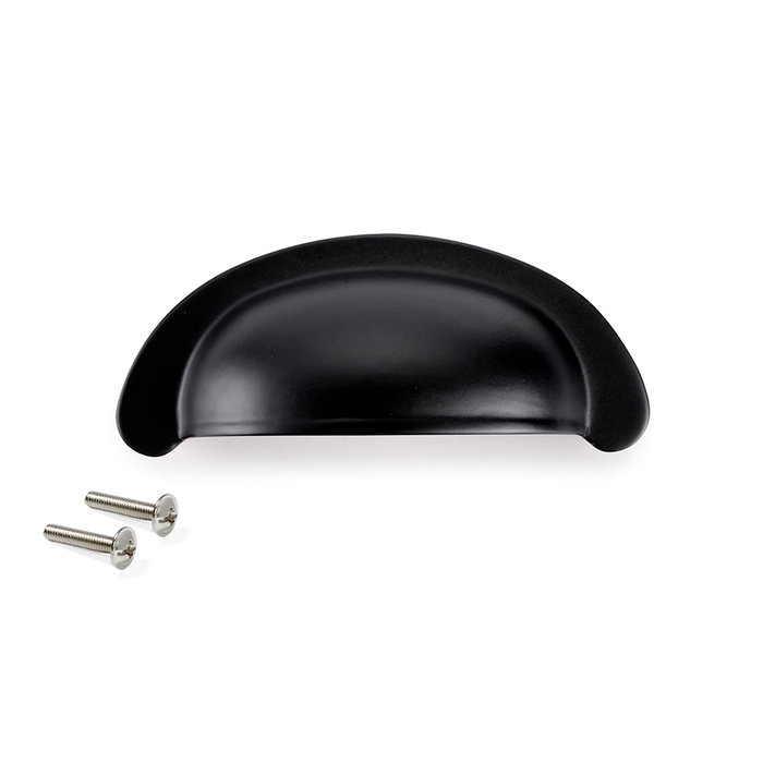 Emuca Lote de 20 tiradores para mueble Alberic, L77mm, intereje 64mm, Zamak, Negro