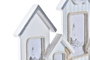 DKD Home Decor Perchero Pared Mediterraneo Azul Blanco Madera Cristal Casitas 5 x 28 x 47 cm