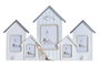 DKD Home Decor Perchero de Pared Casitas Azul y Blanco