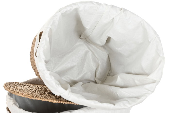 DKD Home Decor Set de 2 Cestas para la Ropa Seagrass y Algodón Ovaladas DKD Home Decor Set de 2 Cestas para la Ropa Seagrass y Algodón Ovaladas