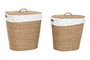 DKD Home Decor Set de 2 Cestas para la Ropa Seagrass y Algodón Ovaladas