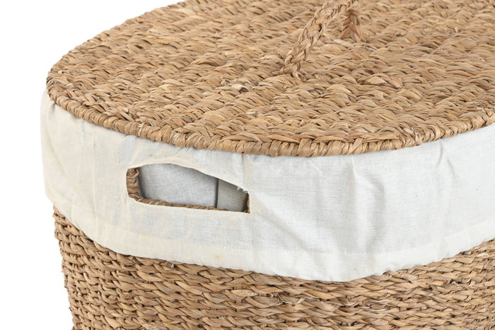 DKD Home Decor Set de 2 Cestas para la Ropa Seagrass y Algodón Ovaladas DKD Home Decor Set de 2 Cestas para la Ropa Seagrass y Algodón Ovaladas