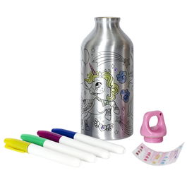 Cook Concept Termo Botella 550 Ml Licorne con Rotuladores y Pegatinas Brillantes