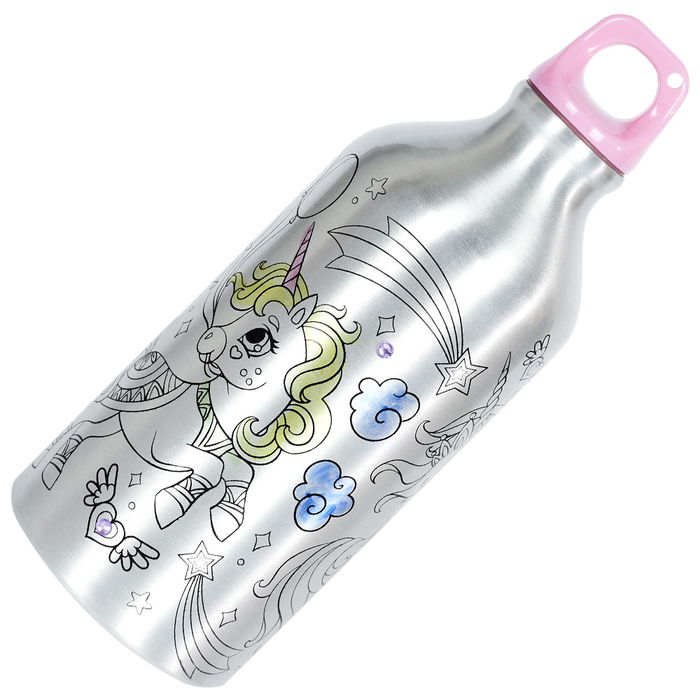 Cook Concept Termo Botella 550 Ml Licorne con Rotuladores y Pegatinas Brillantes