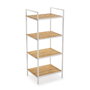 Versa Estantería 4 Baldas Blanco 32.5x95x39 cm Bambú y Metal