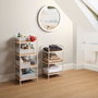 Versa Estantería 4 Baldas Blanco 32.5x95x39 cm Bambú y Metal