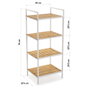 Versa Estantería 4 Baldas Blanco 32.5x95x39 cm Bambú y Metal
