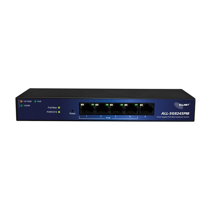 5P ALLNET ALL-SG8245PM Switch de red con 5 puertos Gigabit y PoE+
