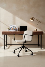 BORDECOR Silla Pictor Beige con Brazos Metálicos Negros